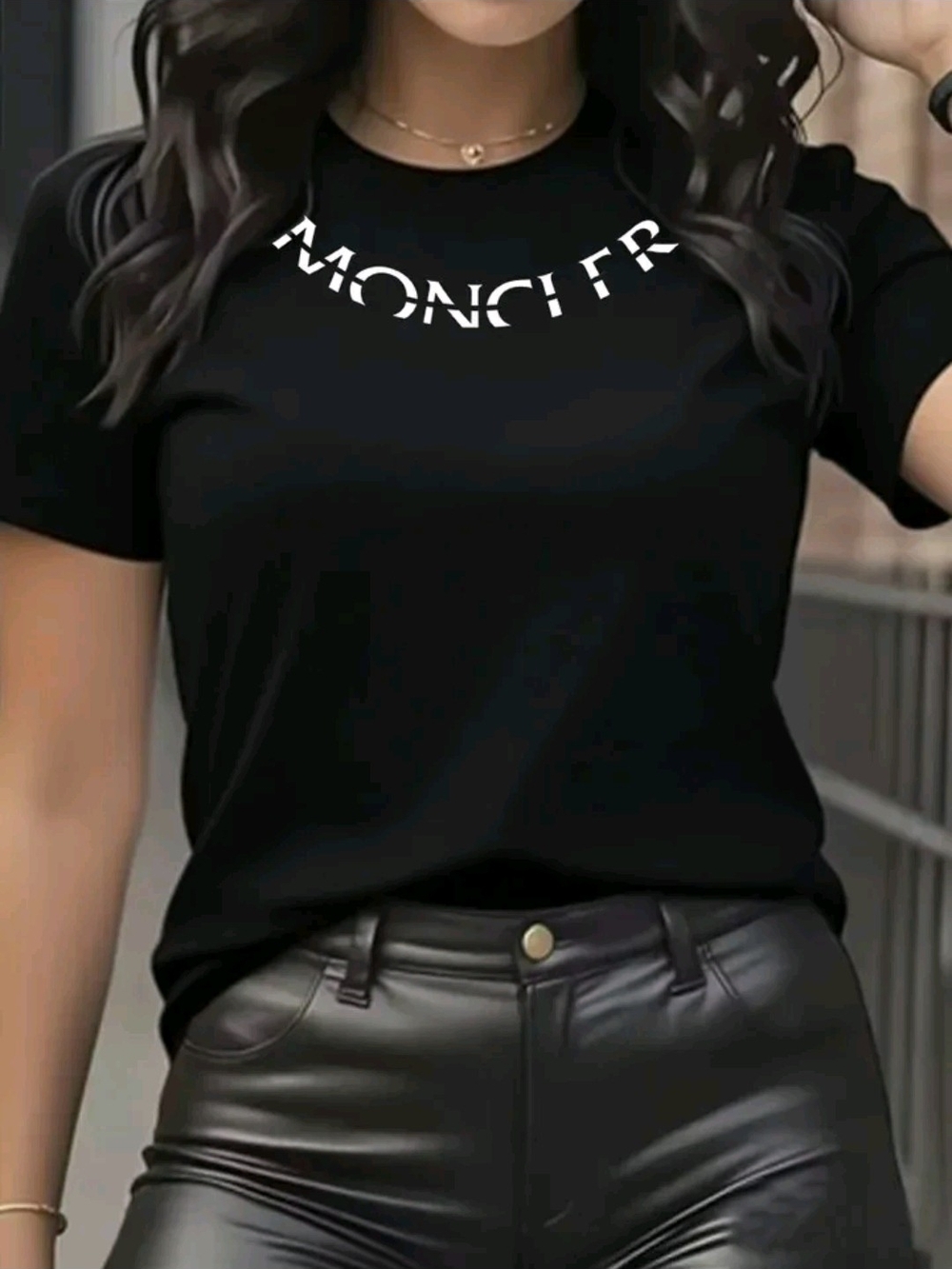 Moncler-Inspired Black Women's Graphic Tee
